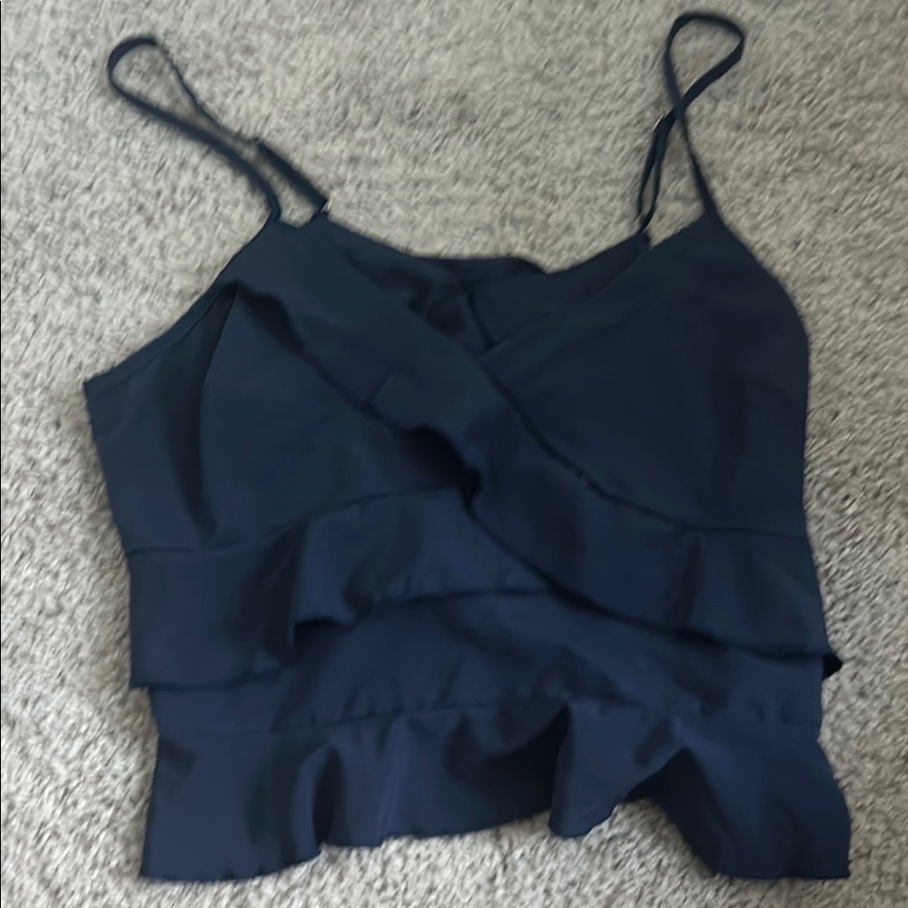 SHEIN Blue Ruffled Wrap Camisole Top